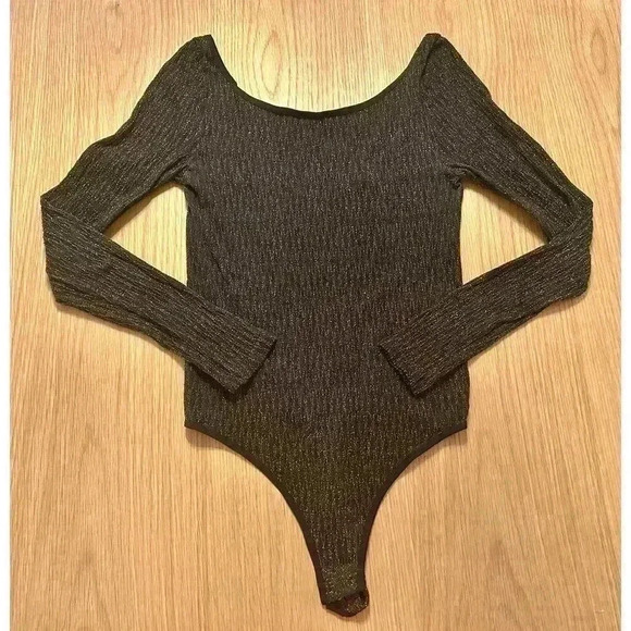 Free People Glitter Stitched Bodysuit size XS/Small - Picture 1 of 6